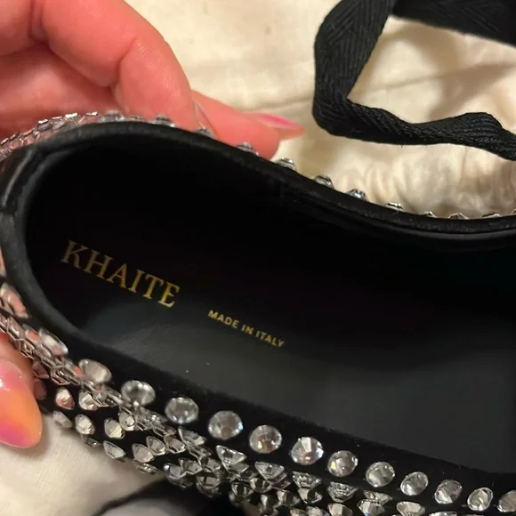 SOLD KHAITE Marcy Swovarski Crystal satin ballet flats - Picture 6 of 9